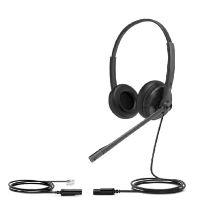 Yealink Yealink YHS34-DUAL Wideband Stereo Headset with QD to RJ9 connector with leatherette ear cushions YHS34-DUAL