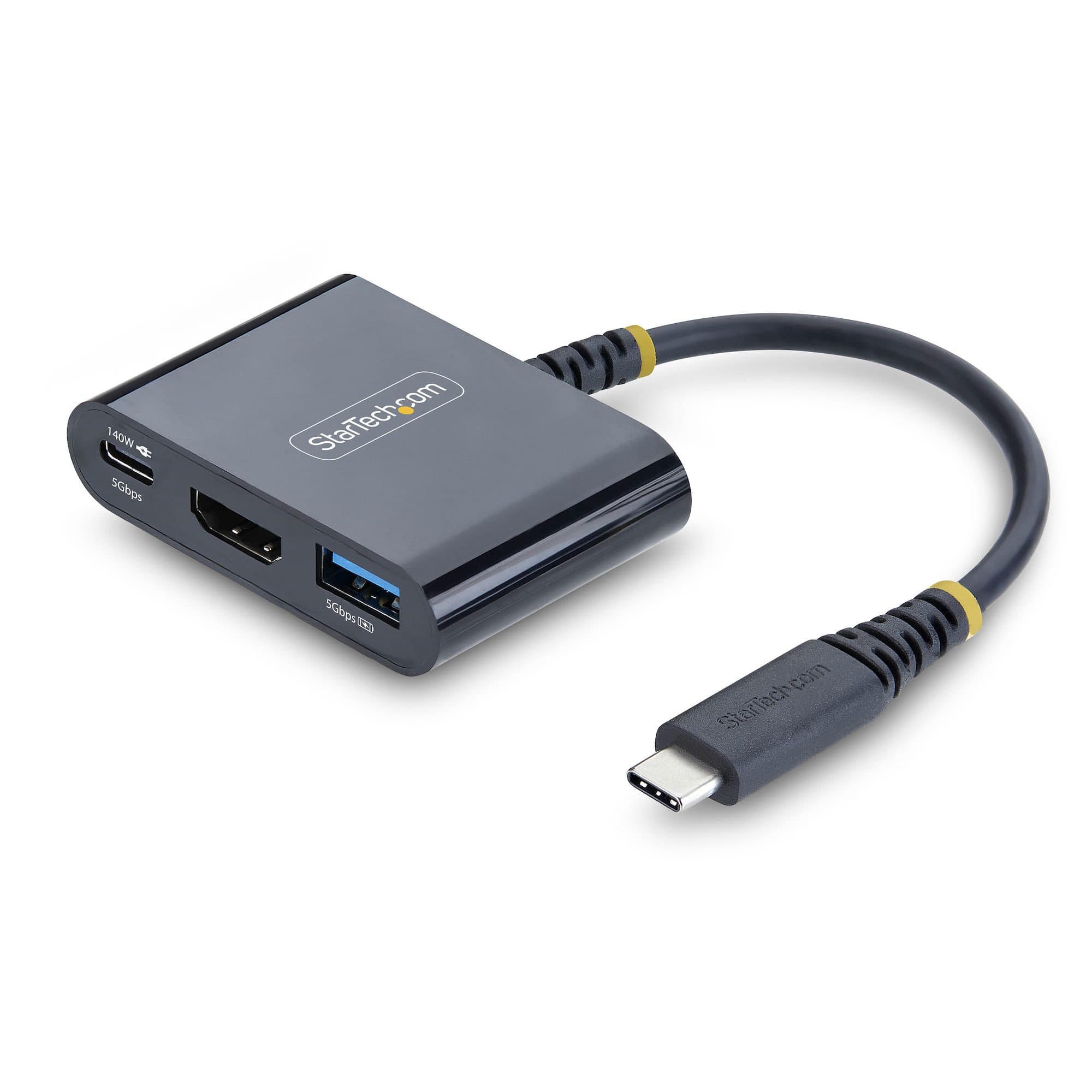 STARTECH STARTECH.COM USB-C HDMI MULTIPORT HUB, 140W, 4K 60HZ, USB 5GBPS, BLACK, 3 YR 168B-USBC-MULTIPORT