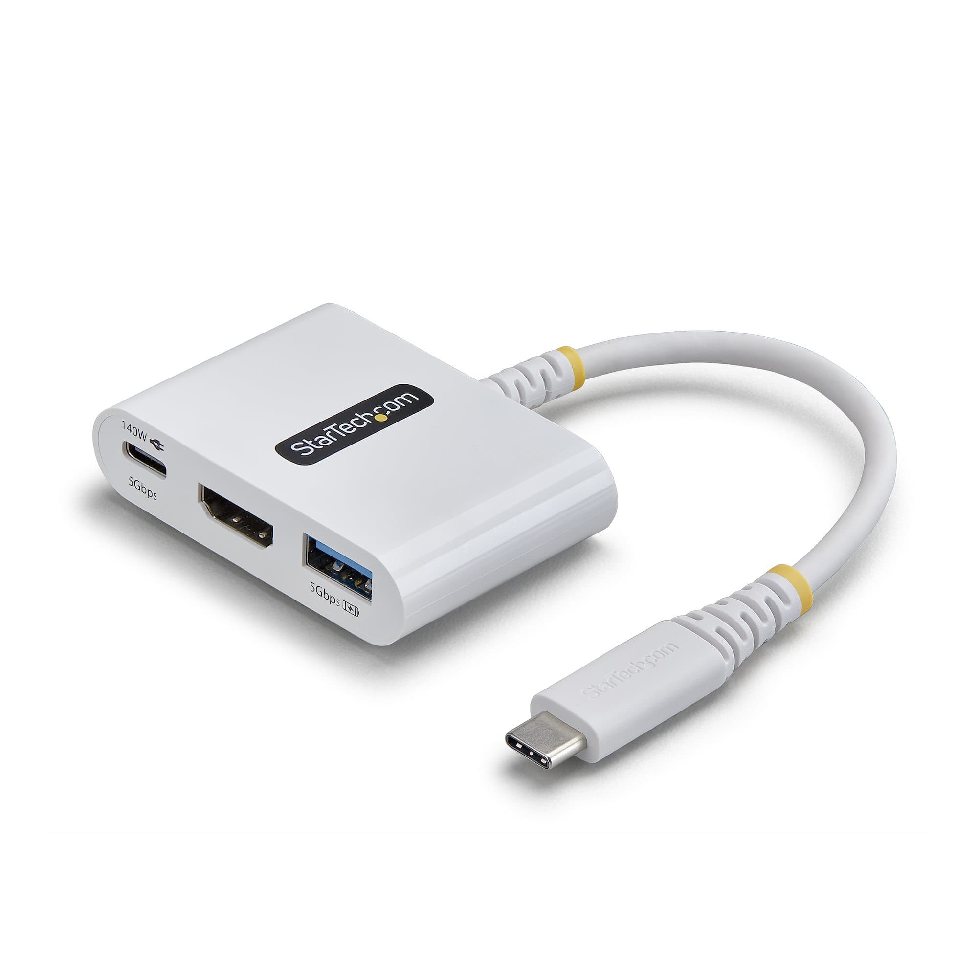 STARTECH STARTECH.COM USB-C HDMI MULTIPORT HUB, 140W, 4K 60HZ, USB 5GBPS, WHITE, 3 YR 168W-USBC-MULTIPORT