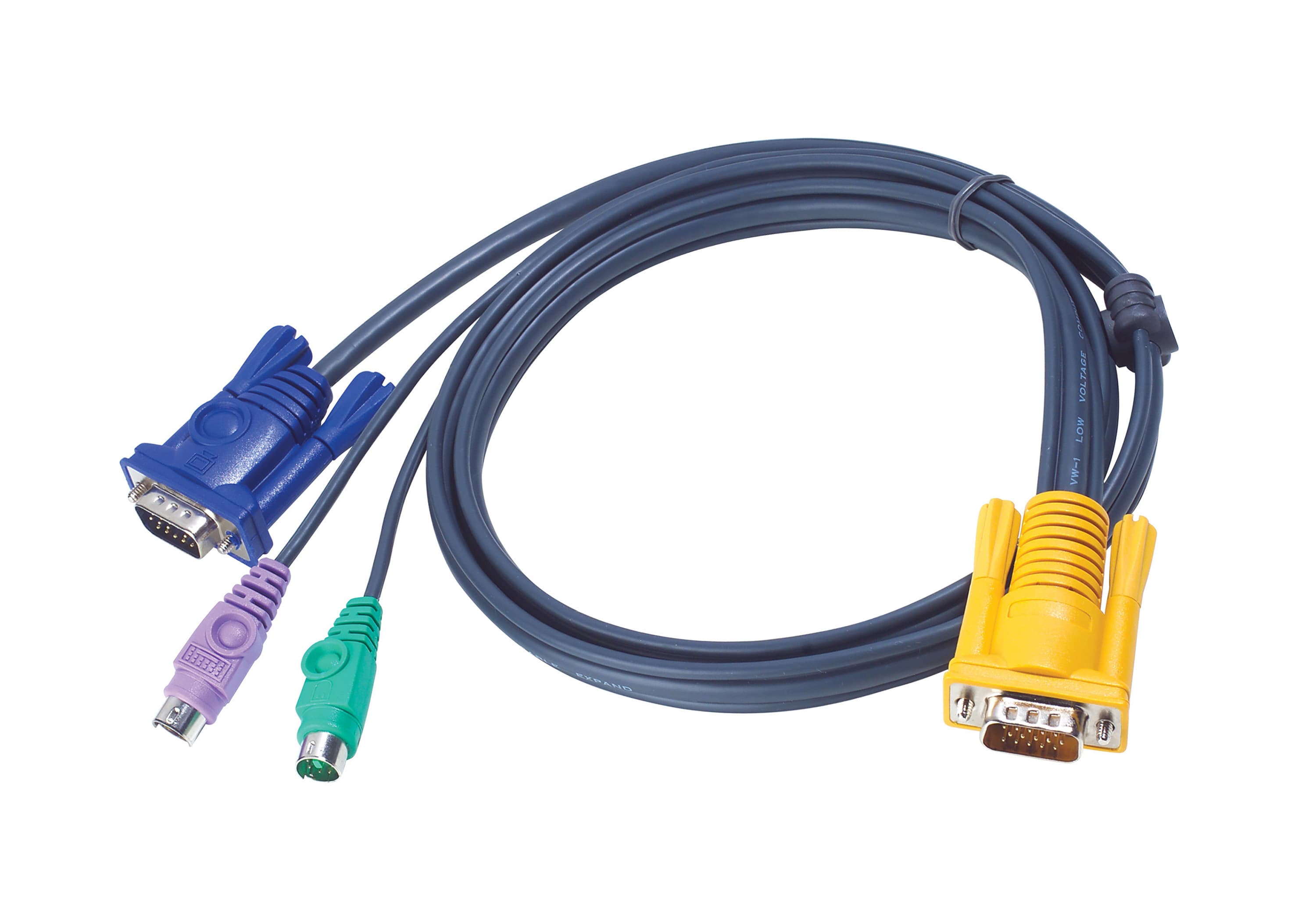 ATEN ATEN 1.2M 3IN1 VGA, PS/2 CONSOLE KVM SPLIT CABLE HDB-15M TO SPHD-15M 2L-5201P