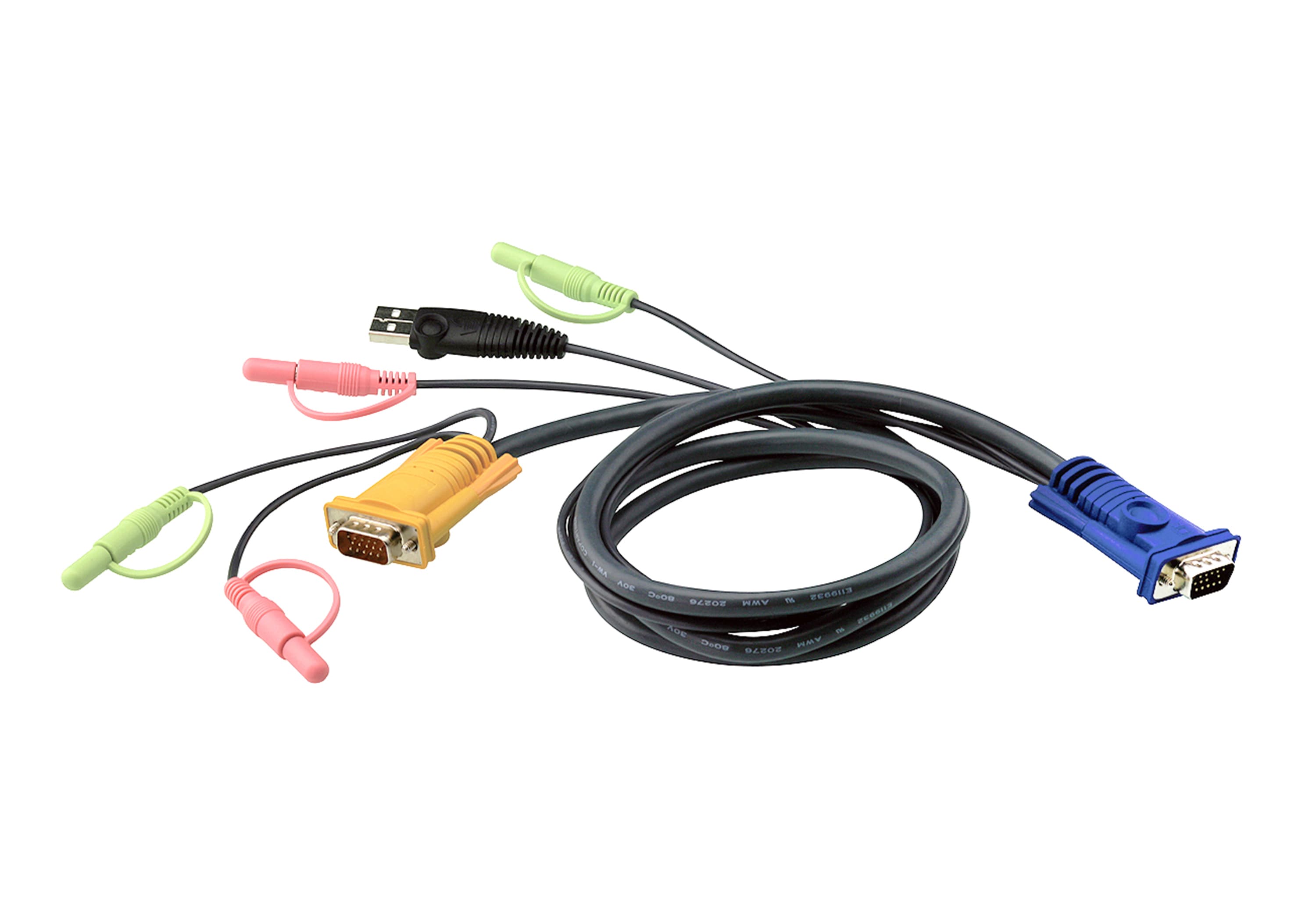 ATEN ATEN 1.8M 3IN1 VGA+3.5MM STEREO AUDIO+MIC, USB KVM CABLE 2L-5302U