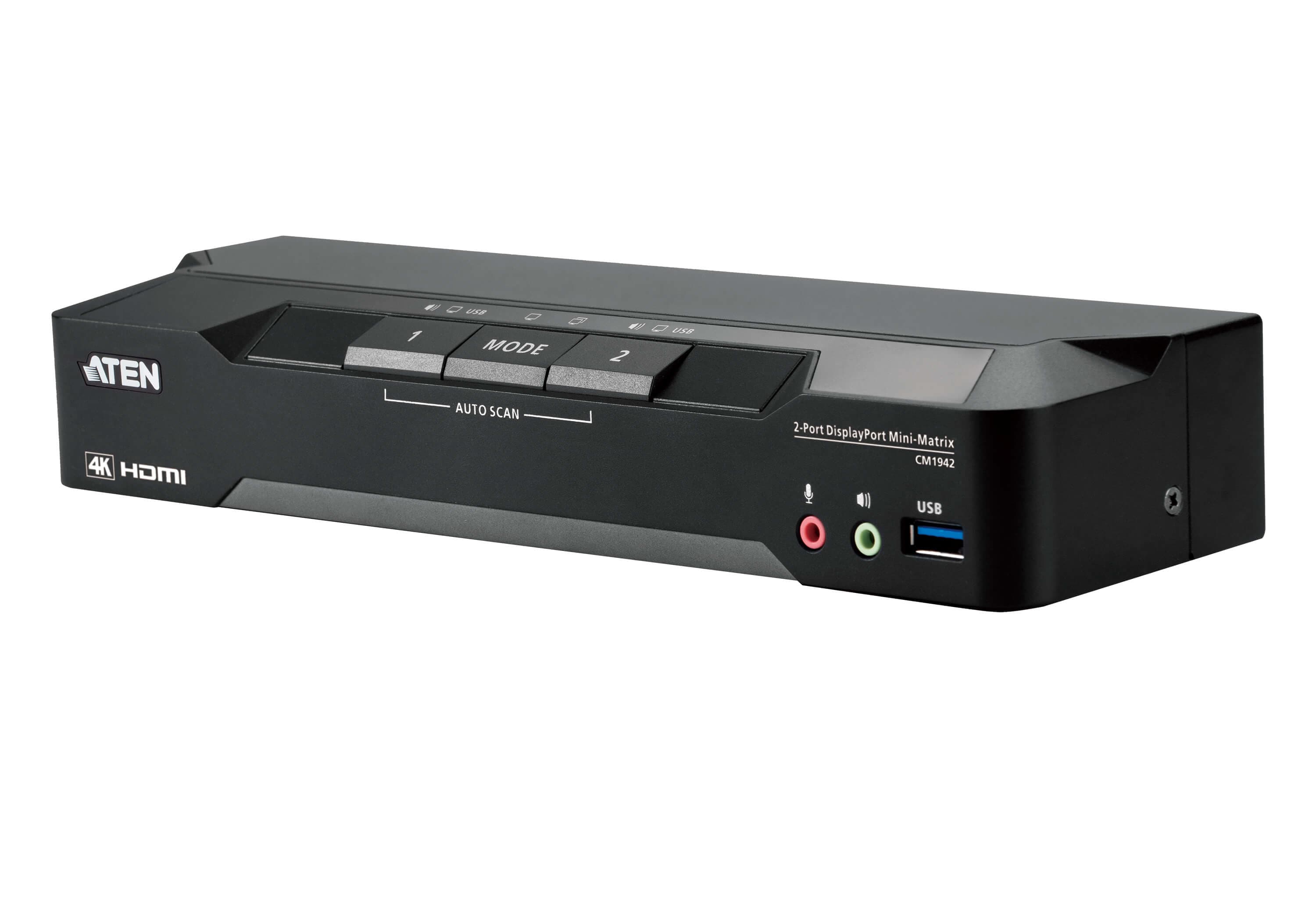 ATEN ATEN 2-PORT 4K DISPLAYPORT DUAL DISPLAY MINI-MATRIX BOUNDLESS KVM SWITCH CM1942-AT-U