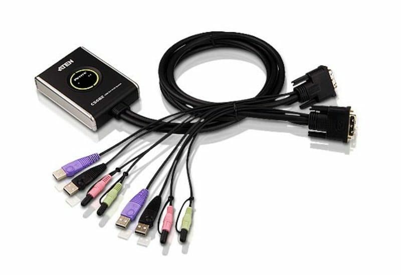 ATEN ATEN 2 PORT USB 2.0 DVI CABLE KVMP SWITCH WITH AUDIO CS682-AT