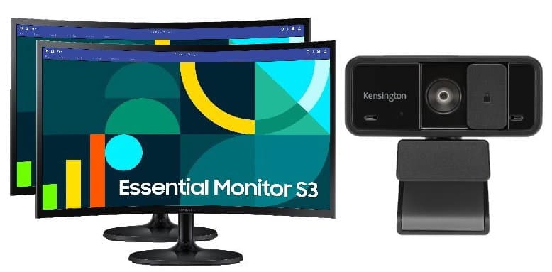 SAMSUNG 2x SAMSUNG S3 S36GD 24" CURVE (16:9) FHD VA MONITOR, 1800R, 100HZ + $20 FHD WEBCAM BUNDLE LS24D360GAEXXY-CAMERA