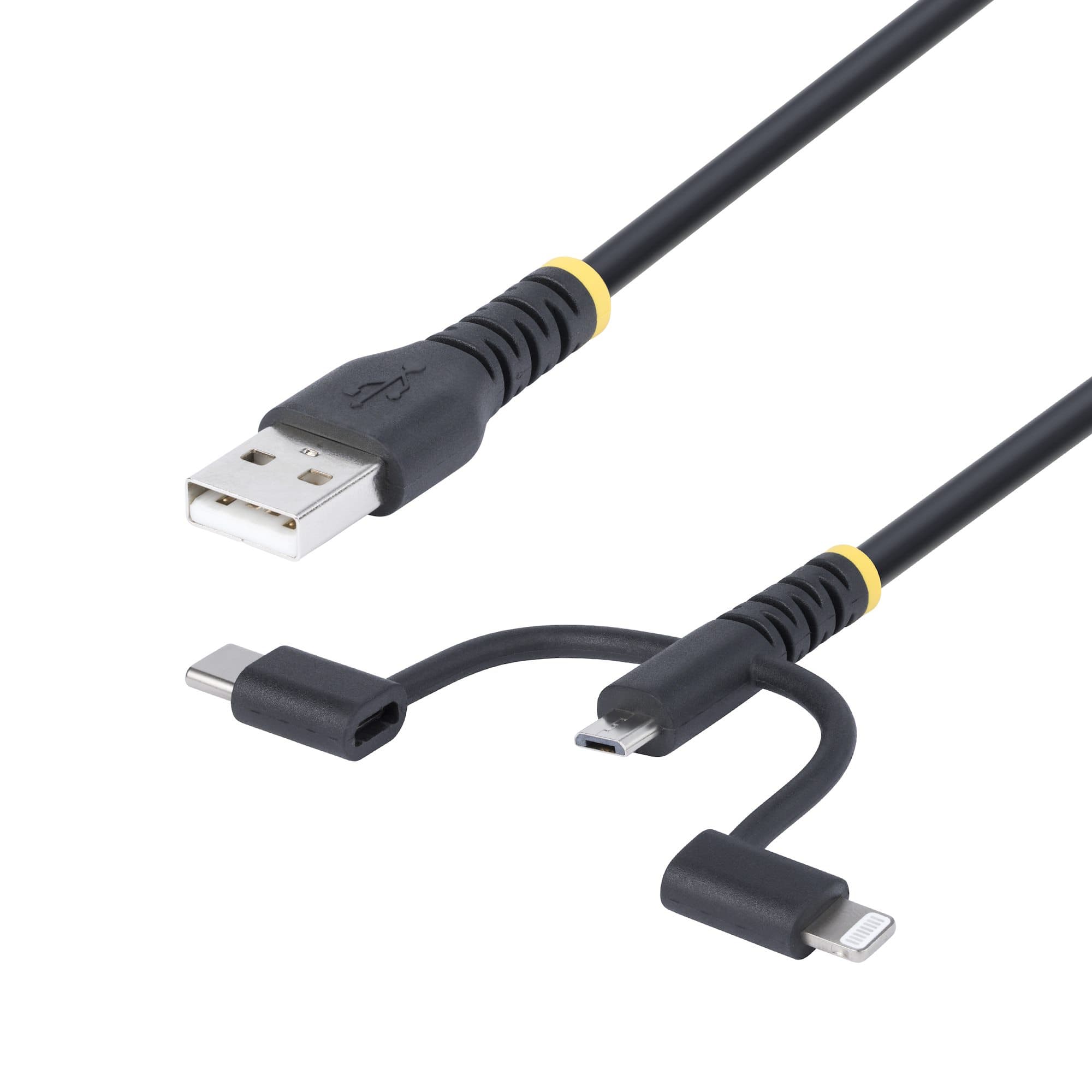 STARTECH STARTECH.COM 1M USB MULTI CHARGING CABLE, LIGHTNING/MICRO-USB/TYPE-C, 2 YR RLTCUB1MBK