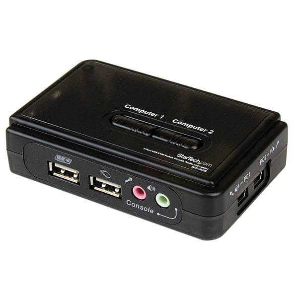 STARTECH STARTECH.COM 2 PORT BLACK USB KVM SWITCH KIT WITH AUDIO AND CABLES, 2 YR SV211KUSB