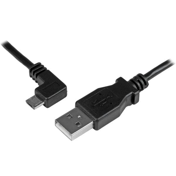STARTECH STARTECH.COM 3 FT LEFT ANGLE MICRO-USB CHARGE-AND-SYNC CABLE M/M 30/24 AWG LTW USBAUB1MLA