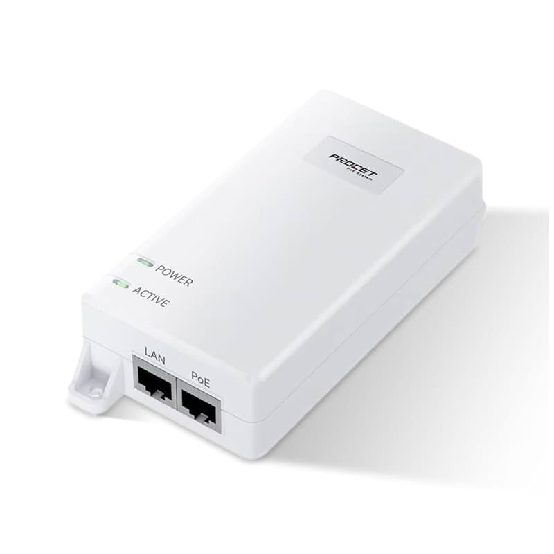 Procet PoE Systems Procet 55V DC 60 Watt 10 Gigabit 802.3bt PoE++ White Power over Ethernet Injector EN60GB-10