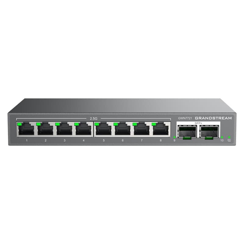 Grandstream Networks Grandstream GWN7721 Layer 2-Lite Managed Multi-Gig Switch, 8 x 2.5 GigE, 2 x 10G SFP+ GWN7721