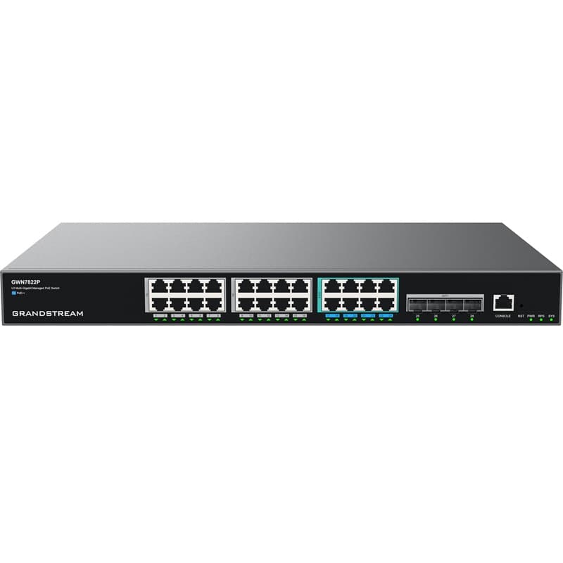 Grandstream Networks Grandstream GWN7822P Enterprise Layer 3 Managed Multi-Gigabit PoE Network Switch, 8 x 2.5 GigE PoE++, 4 x 10G SFP+, 16 x GigE PoE GWN7822P