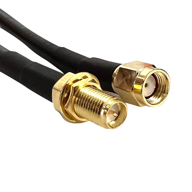 Go Wireless NZ RP-SMA Male to RP-SMA Female Bulkhead 100cm 50 Ohm Coax Pigtail P-86