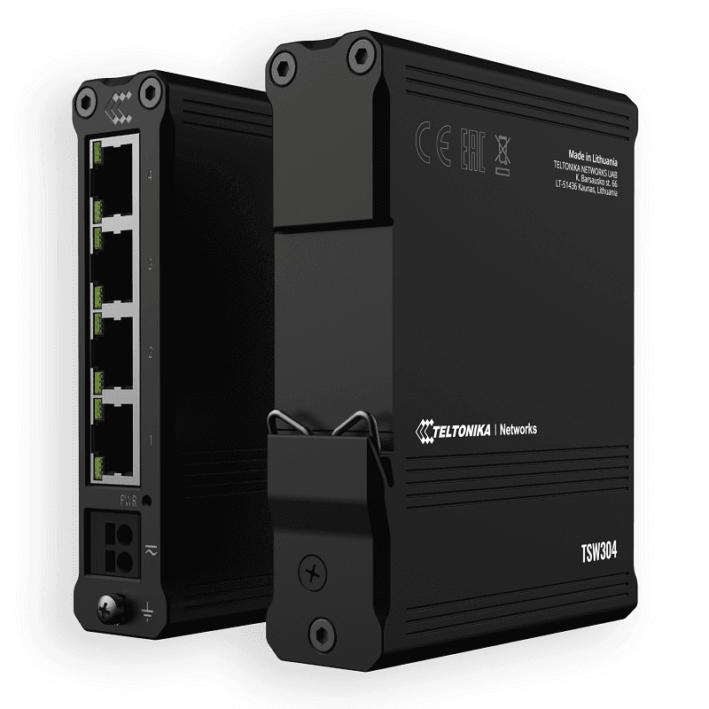 Teltonika Teltonika TSW304 4+1 Port, Shock Resistant Unmanaged Gigabit network switch, DIN RAIL Mount TSW304