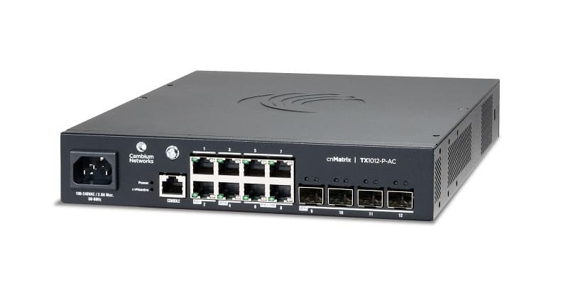 Cambium Networks Cambium cnMatrix TX1012-P-AC 12-Port Gigabit AC Powered PoE WISP Tower Switch TX1012-P-AC