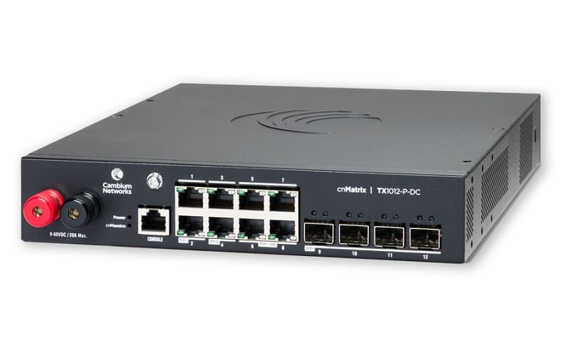 Cambium Networks Cambium cnMatrix TX1012-P-DC 12-Port DC Powered PoE WISP Tower Switch TX1012-P-DC