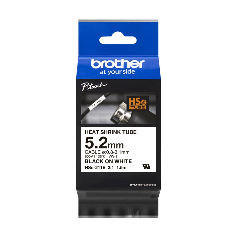 BROTHER BROTHER HSE211E 5.2MM b ON W HEAT SHRINK TAPE 5610415