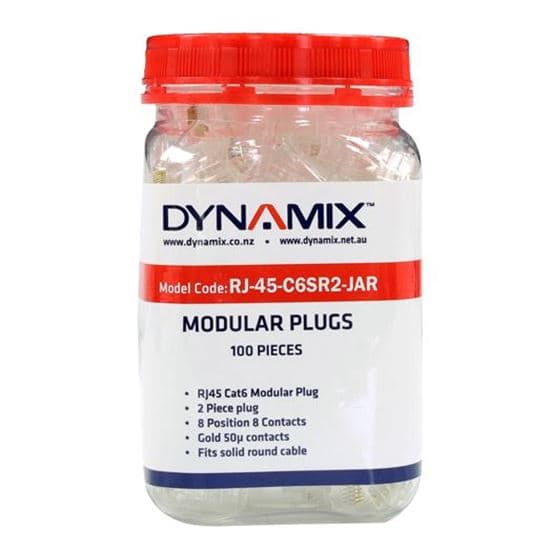 Cat6 RJ45 Plug 100pc Jar 8P8C 2 Piece Modular Plug (Rounded) RJ-45-C6SR2-JAR