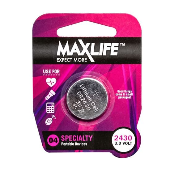 Maxlife MAXLIFE CR2430 Lithium Button Cell Battery. 1 Pk BAT2430