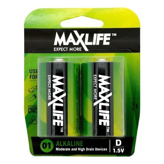 Maxlife MAXLIFE D Alkaline Battery 2 Pack Long Lasting Alkaline Formula. BATD-A2