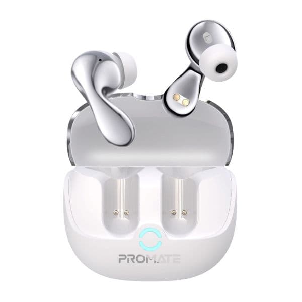 Promate In-Ear HD Bluetooth Earbud Hybrid ANC TWS W/ Intellitouch 500mAh Recharging Battery BATON-WHT