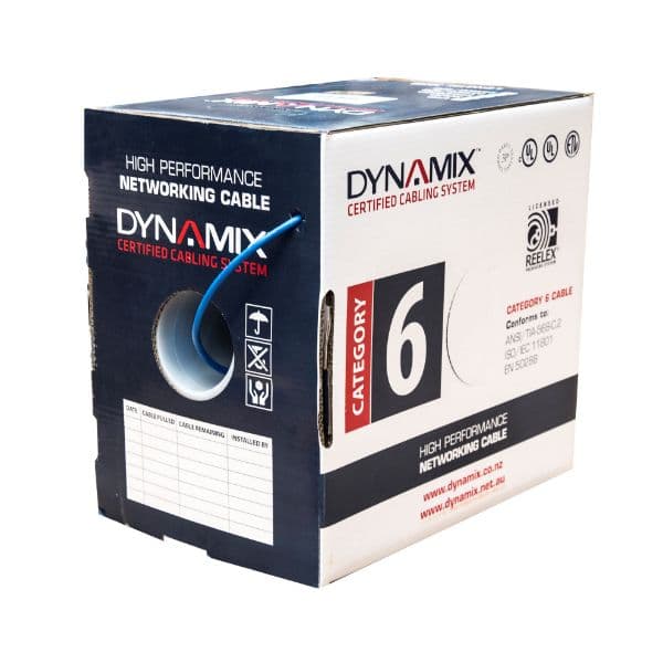 Dynamix DYNAMIX 305m Cat6 Blue UTP SOLID Cable Roll, 250MHz, 24AWGx4P, C-C6-LSZH24-BLUE