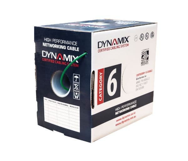 Dynamix DYNAMIX 305m Cat6 Green UTP SOLID Cable Roll, 250MHz, 24AWGx4P. C-C6-SLD24-GREEN