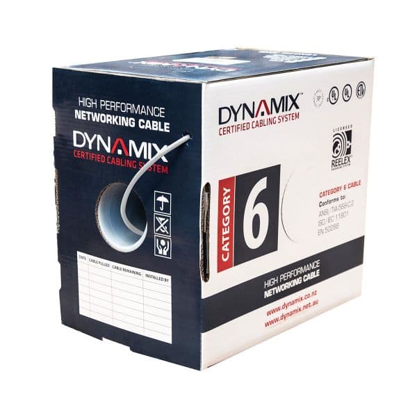 Dynamix DYNAMIX 305m Cat6 White UTP SOLID Cable Roll, 250MHz, 24AWGx4P. C-C6-SLD24-WH