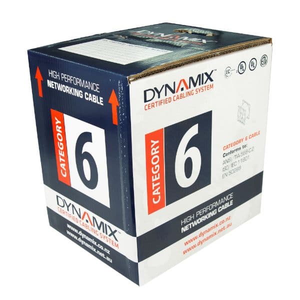 Dynamix DYNAMIX 305m Cat6 Orange UTP SOLID Cable Roll, 250MHz, 23AWGx4P, PVC C-C6-SLDORA