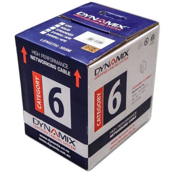 Dynamix DYNAMIX 305m Cat6 Yellow UTP SOLID Cable Roll, 250MHz, 23AWGx4P, PVC C-C6-SLDYELSEC