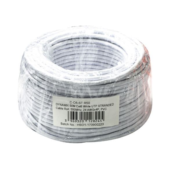 Dynamix DYNAMIX 50m Cat6 Beige UTP STRANDED Cable Roll, 250MHz, 24AWGx4P, PVC C-C6-ST-R50