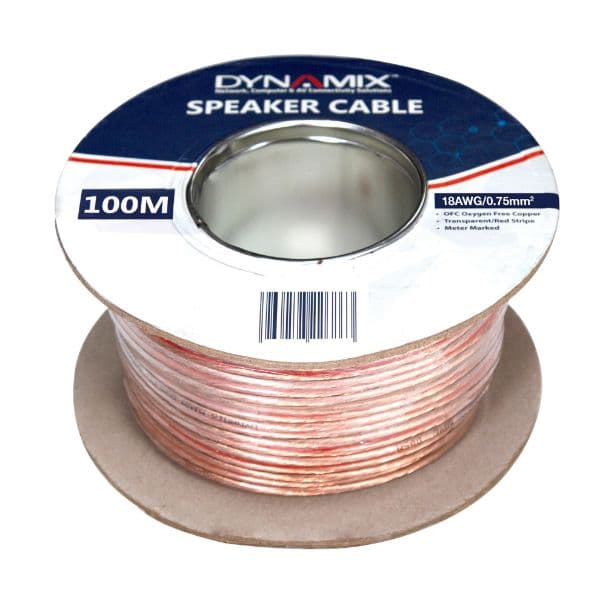 Dynamix DYNAMIX 100m 18AWG PVC Speaker Cable. Bare Copper. Metre Marked. CA-SPK18-100