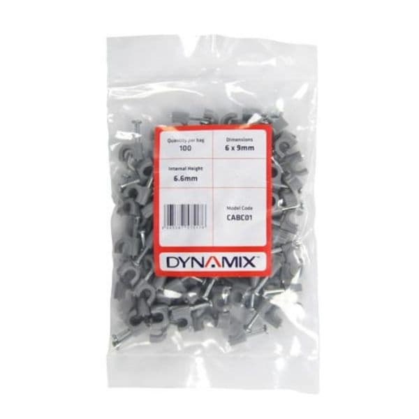 Dynamix DYNAMIX Cable Clip (Bags of 100pcs Width: 6mm, Height: 9mm, Internal CABC01