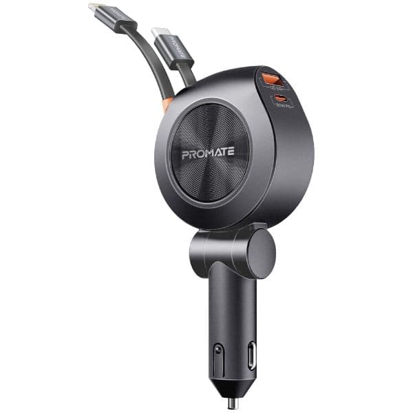 Promate PROMATE 88W Multi-Port Incar Phone Charger with Dual Retractable DRIVEGEAR-R2