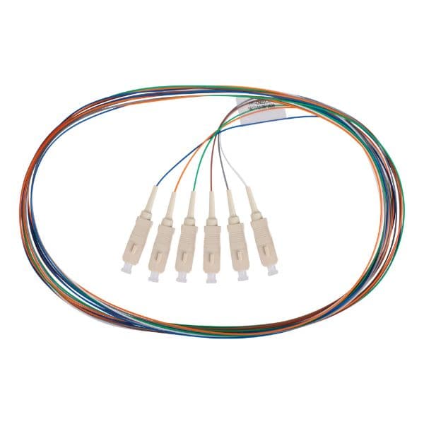 Dynamix DYNAMIX 2M SC Pigtail OM3 6x Pack Colour Coded, 900um Multimode FPT-OM3SC-6