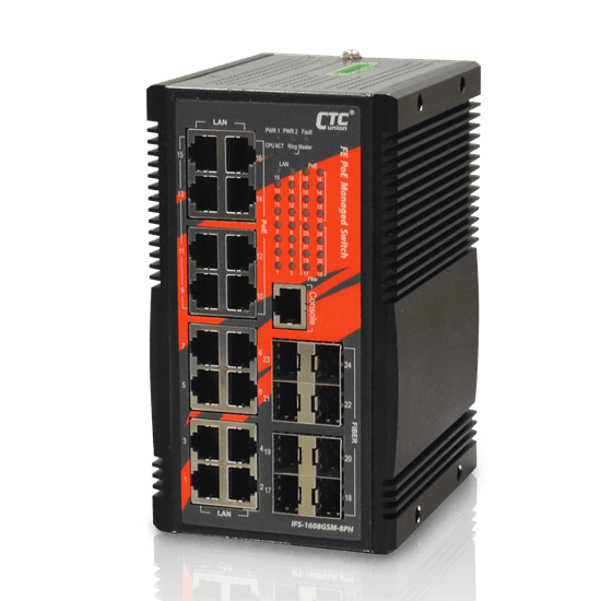 CTCunion CTC UNION 16 Port Gigabit Managed PoE+ Switch. 8x Gbe SFP, 8x PoE+ IGS-1608SM-8PH