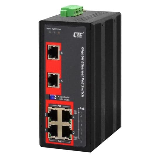 CTCunion CTC UNION 6 Port Gigabit Unmanaged PoE Switch.  -40C~+75C. IGS-600-4PHE24