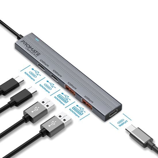 Promate PROMATE 4-in-1 USB Multi-Port Ultra Compact Hub with USB-C Connector. LITEHUB-PRO