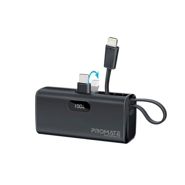 Promate PROMATE 5000mAh Pocket-sized Fast Charging Power Bank with Foldable NANOPACK-5