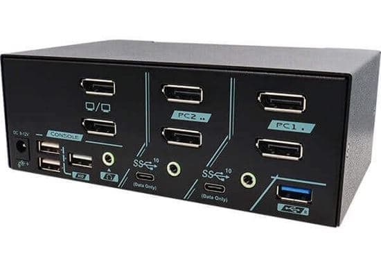 Rextron REXTRON 2 Ports Dual Monitor 8K DisplayPort 1.4 KVM Switch With PAAG-ET3122B