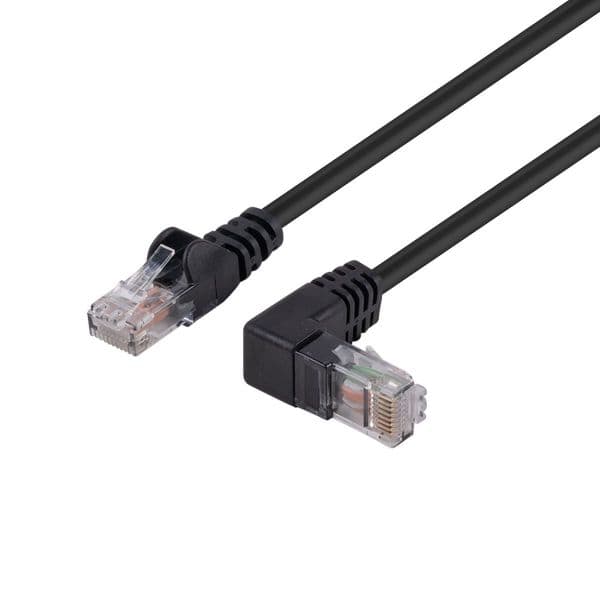 Dynamix DYNAMIX 1m Cat6 Black UTP Right Angled Patch Lead 250MHz PLKRA-C6-1