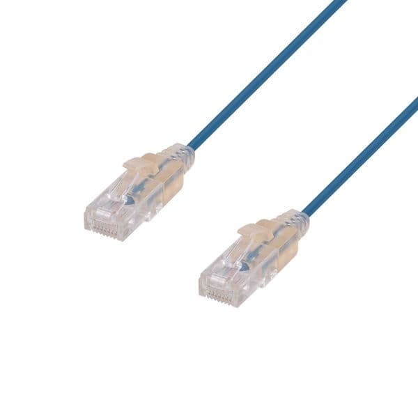 Dynamix 0.25m Cat6A 10G Blue UTP LSZH Patch Lead 30AWG 802.3af Unshielded Plug. PLSE-C6-0-25