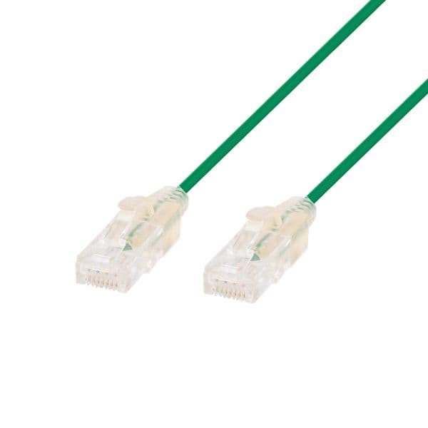 Dynamix 0.15m Cat6A 10G Green UTP Patch Lead 30AWG 8023af Unshielded Plug. PLSG-C6-0-15