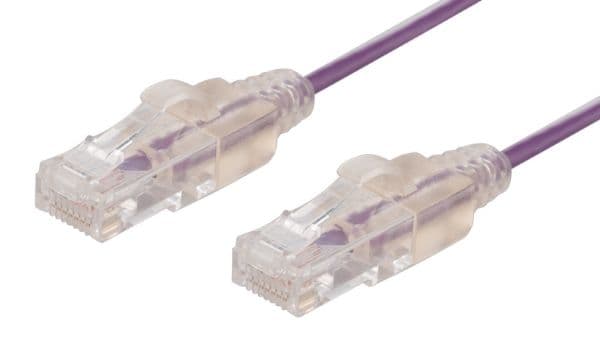 Dynamix 0.15m Cat6A 10G Purple UTP Patch Lead 30AWG 8023af Unshielded Plug. PLSP-C6-0-15