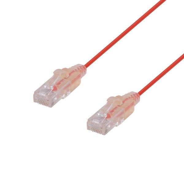 Dynamix 0.75m Cat6A 10G Red UTP LSZH Patch Lead 30AWG 802.3af Unshielded Plug. PLSR-C6-0-75
