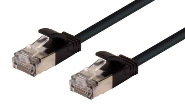 Dynamix DYNAMIX 1m Cat6A S/FTP Black Ultra-Slim Shielded 10G Patch Lead PLSSK-C6A-1