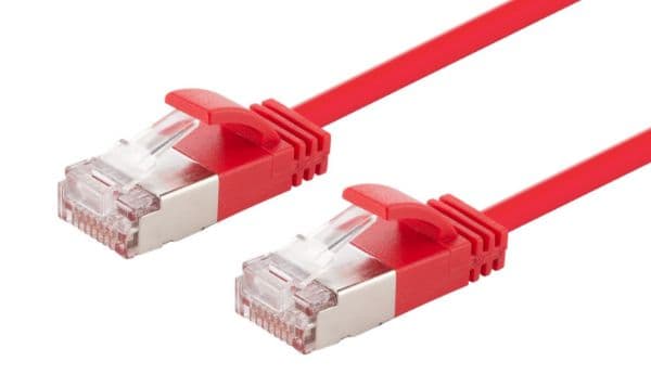 Dynamix DYNAMIX 1m Cat6A S/FTP Red Ultra-Slim Shielded 10G Patch Lead PLSSR-C6A-1
