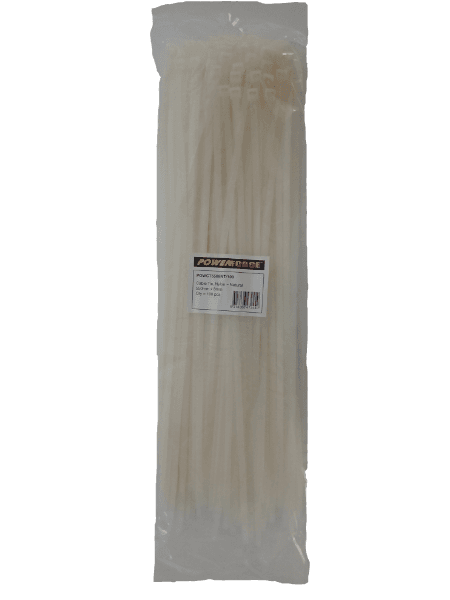 POWERFORCE 8 X 550mm Natural Cable Ties Pack Of 100 80kgs Tensile Strength POWCT5508NT-100