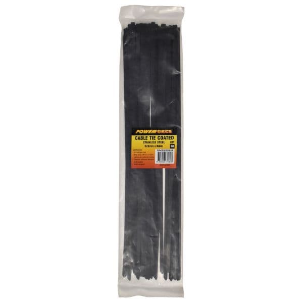 POWERFORCE 8 X 520mm 316L Stainless Steel Cable Ties Pack Of 50 1335N/136kgs Tensile Strength POWCTSSC5208-50