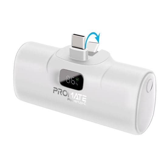 Promate PROMATE 5000mAh Ultra Compact 20W Power Bank with Built-in USB-C POWERUP-C-WHT