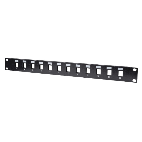 Dynamix DYNAMIX 19' 12 Port Unloaded Patch Panel Keystone Inserts, 1RU PP-UK-12