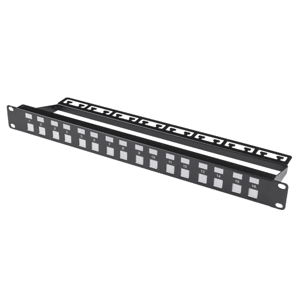 Dynamix DYNAMIX 16 Port Unloaded Patch Panel, Shuttered Keystone Inserts, PP-UKS-16